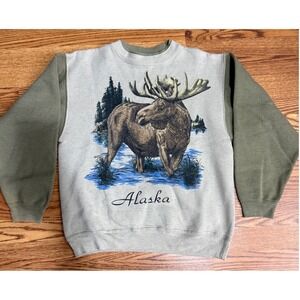 Vintage 80s Alaska Moose Sweatshirt Jerzees USA Wildlife Graphic Crewneck